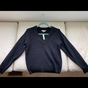 NWT Madewell Black V-neck Sweater Coziest Yarn